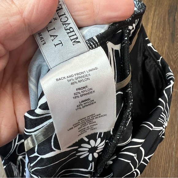 TALBOTS Miracle One Shoulder Black Floral One Piece Swimsuit SZ 8 - Picture 7 of 7